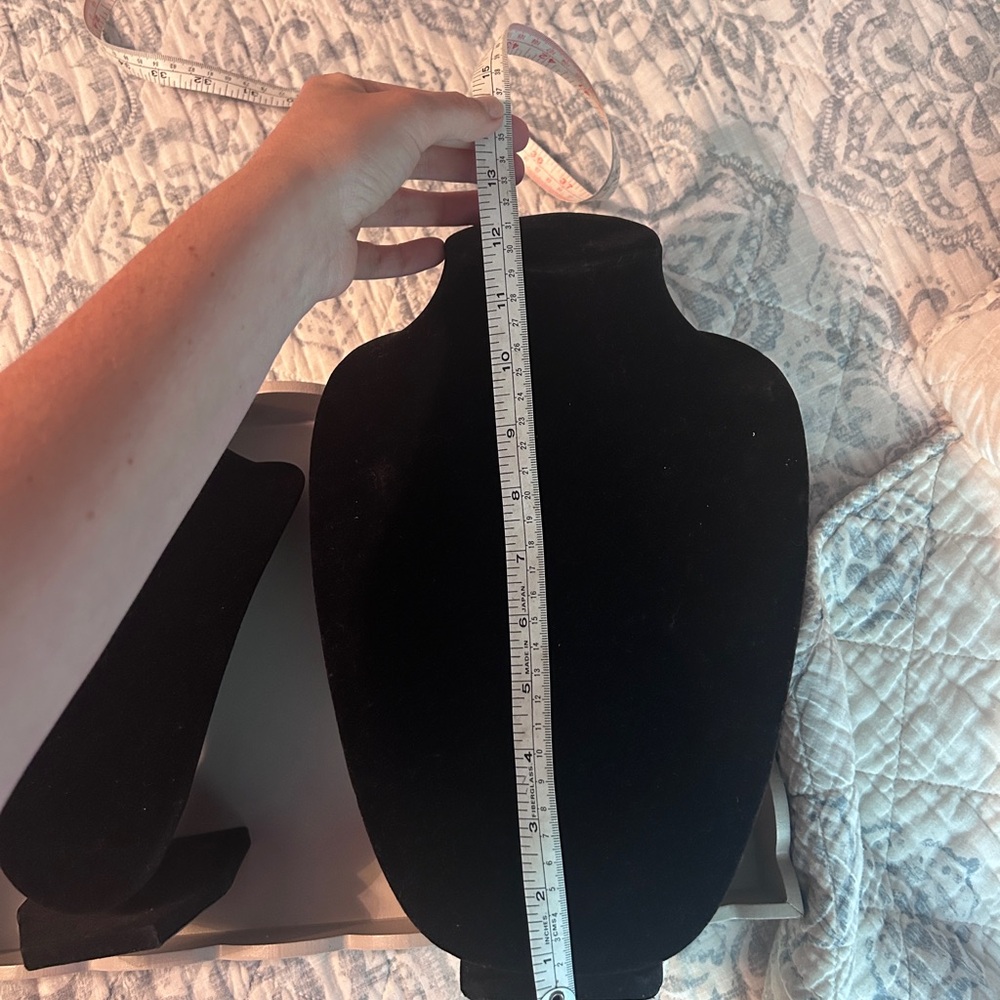 (Set of 3) Black Velvet Necklace Display Stand with smaller ring holder